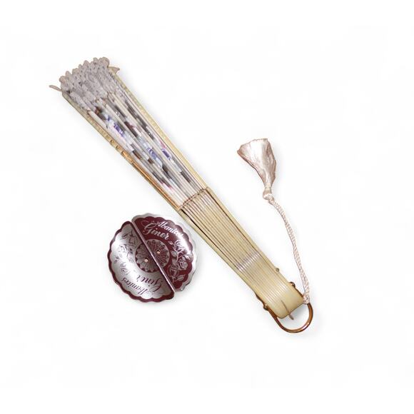 Abanicos Giner Hand Painted Fan Flowers Lace Trim Hand Fan Vintage 60 -70's - Picture 4 of 5